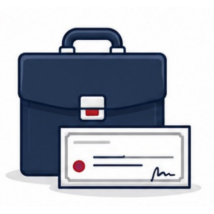 Briefcase with paycheck illustration